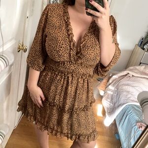 Printed flowy ruffle dress, boho dress